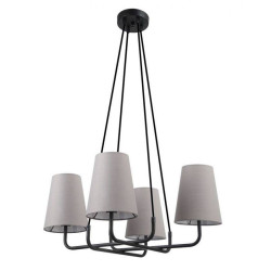 PRIMO CZARNY/ SZARY OPRAWA WISZĄCA 4X E14/ 40W IP20 STAL/ TKANINA