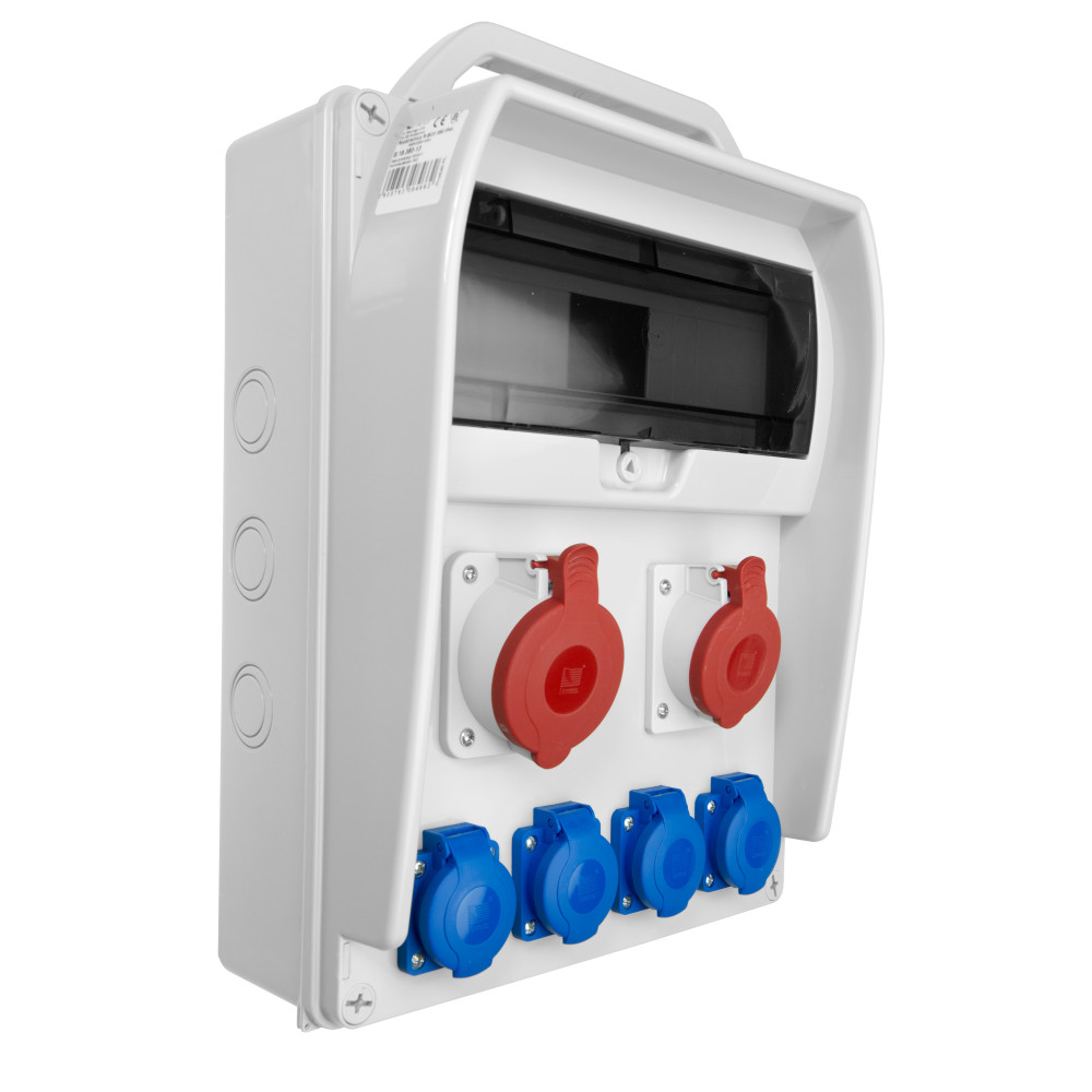 R-BOX 380R ROZDZIELNIA BUDOWLANA 13S 6X 230V+ ZABEZPIECZENIA 6X M.01-B16/1, 1XM.02-2/25/0,03 IP44
