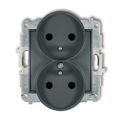 ICON MODUŁ GRAFIT MAT GNIAZDO 2X Z/U Z PRZESŁONAMI ZACISKI ŚRUBOWE 16A 250V