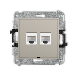 MINI TAUPE MECHANIZM GNIAZDA KOMPUTEROWEGO PODWÓJNEGO 2XRJ45, KAT. 5E, 8-STYKOWY, BEZ POLA OPISOWEGO