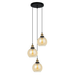 CARDENA CZARNY/ ZŁOTY/ BURSZTYNOWY OPRAWA WISZĄCA 3X E27/ 40W IP20 STAL/ SZKŁO
