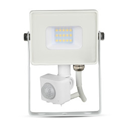 VT-10-S-W BIAŁY OPRAWA NAŚWIETLACZ LED 10W NW 4000K 800LM IP65 100ST + CZUJNIK RUCHU AL