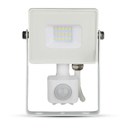 VT-10-S-W BIAŁY OPRAWA NAŚWIETLACZ LED 10W NW 4000K 800LM IP65 100ST + CZUJNIK RUCHU AL