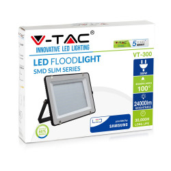 VT-300-B CZARNY OPRAWA NAŚWIETLACZ LED 300W CW 6400K 24000LM IP65 IK05 100ST AL