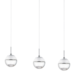 MONTEFIO 1 CHROM/ BIAŁY/ PRZEZROCZYSTY OPRAWA WISZĄCA LED 3X5W WW 3000K 1500LM IP20 STAL/ SZKŁO/ KRY