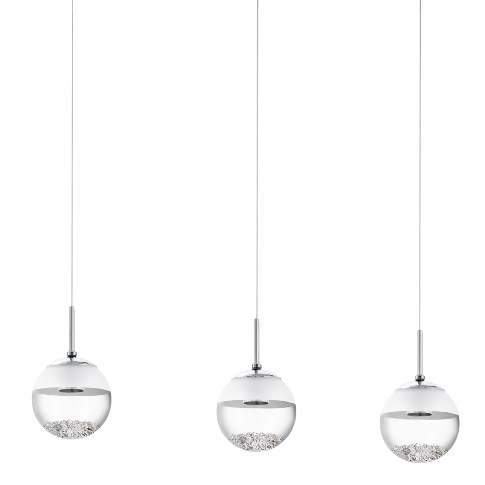 MONTEFIO 1 CHROM/ BIAŁY/ PRZEZROCZYSTY OPRAWA WISZĄCA LED 3X5W WW 3000K 1500LM IP20 STAL/ SZKŁO/ KRY