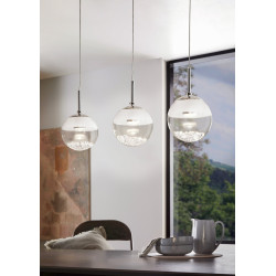 MONTEFIO 1 CHROM/ BIAŁY/ PRZEZROCZYSTY OPRAWA WISZĄCA LED 3X5W WW 3000K 1500LM IP20 STAL/ SZKŁO/ KRY