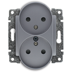 VENA2 MODUŁ ALUMINIUM GNIAZDO 2X Z/U Z PRZESŁONAMI ZACISKI ŚRUBOWE 16A 250V