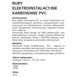 RKLSP 43/36-25 SZARY RURA KARBOWANA PESZEL PVC FI43/36 Z PILOTEM 320N/5CM