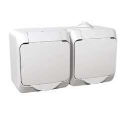 Schneider Electric Cedar Plus, gniazdo podwójne 2P+PE z białą klapką, IP44, biały, WDE000522