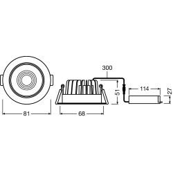 SPOT FIX DIM BIAŁY OPRAWA SUFITOWA LED PT 8W NW 4000K 670LM IP20/44 36ST ALUMINIUM/ PMMA