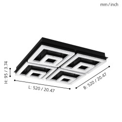 FRADELO 1 CZARNY/ PRZEZROCZYSTY OPRAWA SUFITOWA NT LED 46.5W WW 3000K 5500L IP20 STAL/ TWORZYWO/ KRY