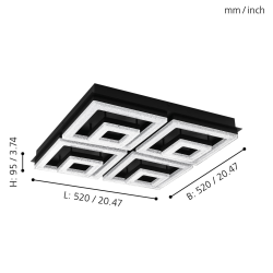 FRADELO 1 CZARNY/ PRZEZROCZYSTY OPRAWA SUFITOWA NT LED 46.5W WW 3000K 5500L IP20 STAL/ TWORZYWO/ KRY