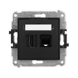 MINI MODUŁ CZARNY MAT GNIAZDO 1X HDMI + GNIAZDO KOMPUTEROWE 1X UAE 8 KAT. 5E UTP Z POLEM OPISOWYM
