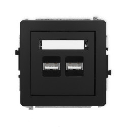 DECO MODUŁ CZARNY MAT GNIAZDO ŁADOWARKA 2X USB 5V 3.1A Z POLEM OPISOWYM