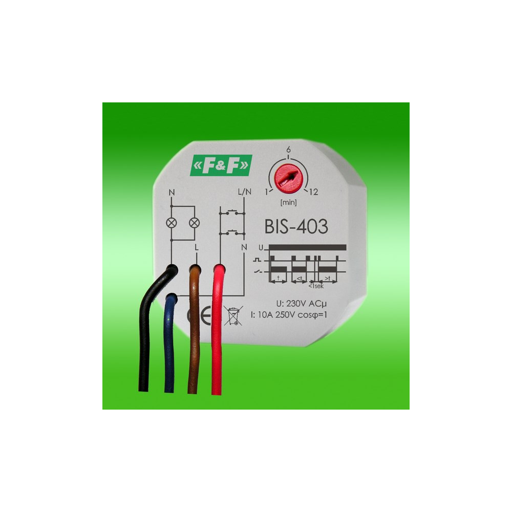 BIS-403 PRZEKAŹNIK IMPULSOWY BISTABILNY DOPUSZKOWY 10A 230V AC Z CZASÓWKĄ