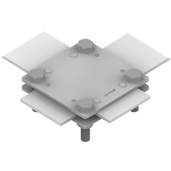 AN-03C/OG/ ZŁĄCZE KRZYŻOWE 2 PŁYTKI - 4X M8 B DO 50MM OCYNKOWANE OGNIOWO