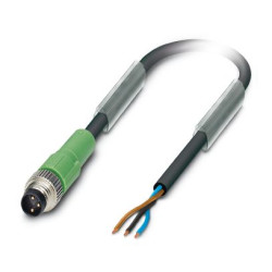 SAC-3P-M 8MS/5,0-PUR KABEL CZUJNIKA/URZĄDZENIA WYKONAWCZEGO, 3-BIEG., PUR BEZHALOGENOWY, CZARNO-SZAR