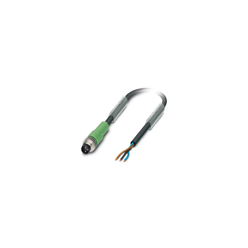 SAC-3P-M 8MS/5,0-PUR KABEL CZUJNIKA/URZĄDZENIA WYKONAWCZEGO, 3-BIEG., PUR BEZHALOGENOWY, CZARNO-SZAR