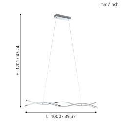 LASANA 2 CHROM/ BIAŁY OPRAWA WISZĄCA LED 35W WW 3000K 5300LM IP20 STAL/ ALUMINIUM/ TWORZYWO