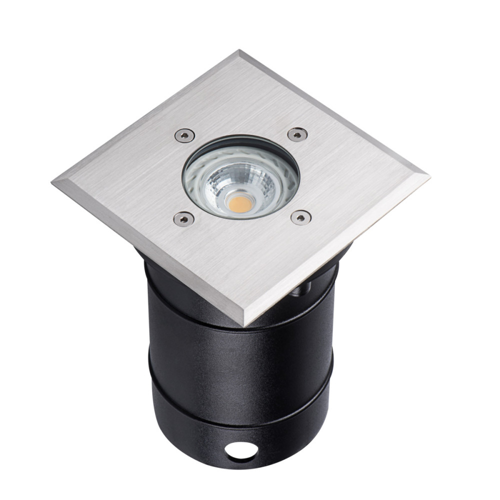 BERG DL-10L STAL NIERDZEWNA OPRAWA NAJAZDOWA KWADRAT 1X GU10/ 10W IP67 IK08 STAL/ SZKŁO HARTOWANE