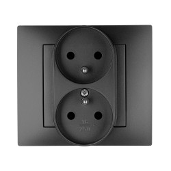 VESTRA MODUŁ CZARNY GNIAZDO 2X Z/U 2P+Z IP20 ZACISKI ŚRUBOWE 16A 250V