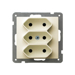 AS MODUŁ ECRU GNIAZDO 3X B/U ZACISKI ŚRUBOWE 16A 250V