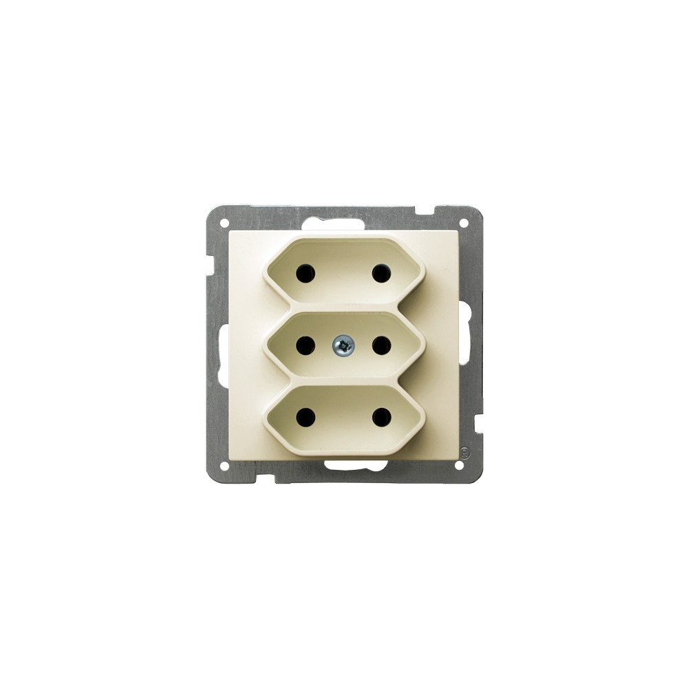 AS MODUŁ ECRU GNIAZDO 3X B/U ZACISKI ŚRUBOWE 16A 250V
