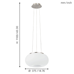 OPTICA-C NIKIEL SATYNOWY/ BIAŁY OPRAWA WISZĄCA LED 22W 2700K-6500K 2900LM IP20 STAL/ SZKŁO OPAL