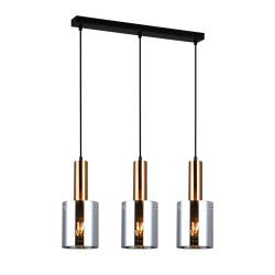 SARDO MOSIĘŻNY/ DYMIONY OPRAWA WISZĄCA 3X E27/ 40W IP20 STAL/ SZKŁO