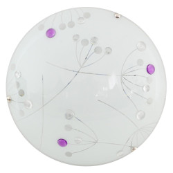 FLORAL BIAŁY/ FIOLETOWY OPRAWA SUFITOWA PLAFON LED 10W CW 6500K 660LM 30X30 IP20 METAL/ SZKŁO