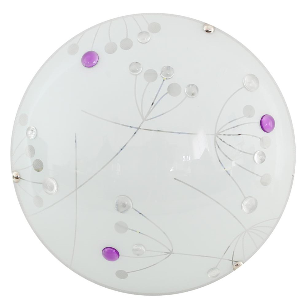 FLORAL BIAŁY/ FIOLETOWY OPRAWA SUFITOWA PLAFON LED 10W CW 6500K 660LM 30X30 IP20 METAL/ SZKŁO
