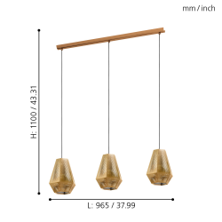 CHIAVICA 1 MOSIĄDZ OPRAWA WISZĄCA 3X E27/ 28W IP20 STAL