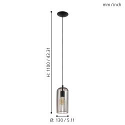 ROCCAMENA CZARNY/ MIEDZIANY OPRAWA WISZĄCA 1X E27/ 60W IP20 STAL