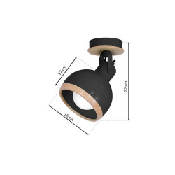 OVAL CZARNY OPRAWA ŚCIENNA KINKIET NT 1XE27/ 60W IP20 METAL/ DREWNO