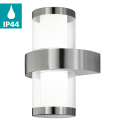 BEVERLY 1 STAL / BIAŁY/ PRZEZROCZYSTY OPRAWA ŚCIENNA KINKIET LED 2X 3.7W WW 3000K 660LM IP44 STAL