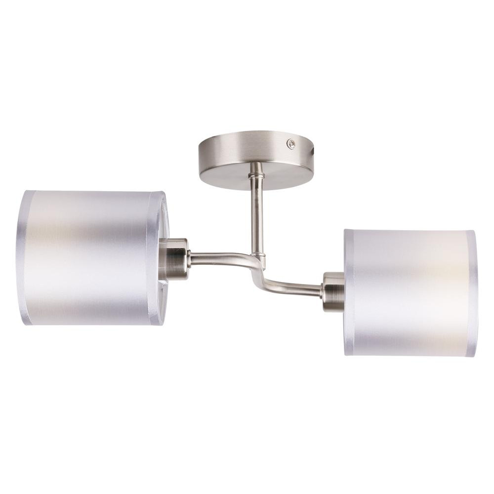 SAX SREBRNY OPRAWA ŚCIENNA KINKIET NT 2X E14/ 40W IP20 METAL/ TKANINA