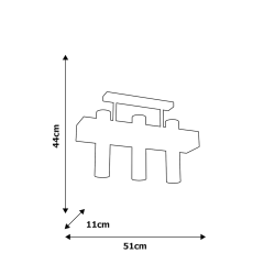 WEST BIAŁY OPRAWA SUFITOWA 3X GU10/ 25W IP20 METAL/ DREWNO