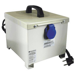 PFN2401/1501 TRANSFORMATOR SEPARACYJNY PRZENOŚNY 1F 2400VA 230V AC/ 230V AC OBUDOWA IP44 + 1X 230V