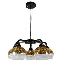 CROMINA CZARNY/ ZŁOTY OPRAWA WISZĄCA 5X E27/ 60W IP20 METAL/ SZKŁO