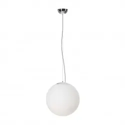 WHITE BALL 50 BIAŁY/ CHROM OPRAWA WISZĄCA 1X E27/ 40W IP20 SZKŁO/ ALUMINIUM