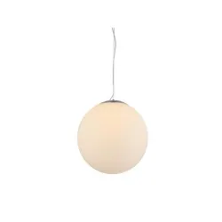 WHITE BALL 50 BIAŁY/ CHROM OPRAWA WISZĄCA 1X E27/ 40W IP20 SZKŁO/ ALUMINIUM