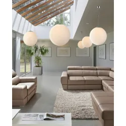 WHITE BALL 50 BIAŁY/ CHROM OPRAWA WISZĄCA 1X E27/ 40W IP20 SZKŁO/ ALUMINIUM