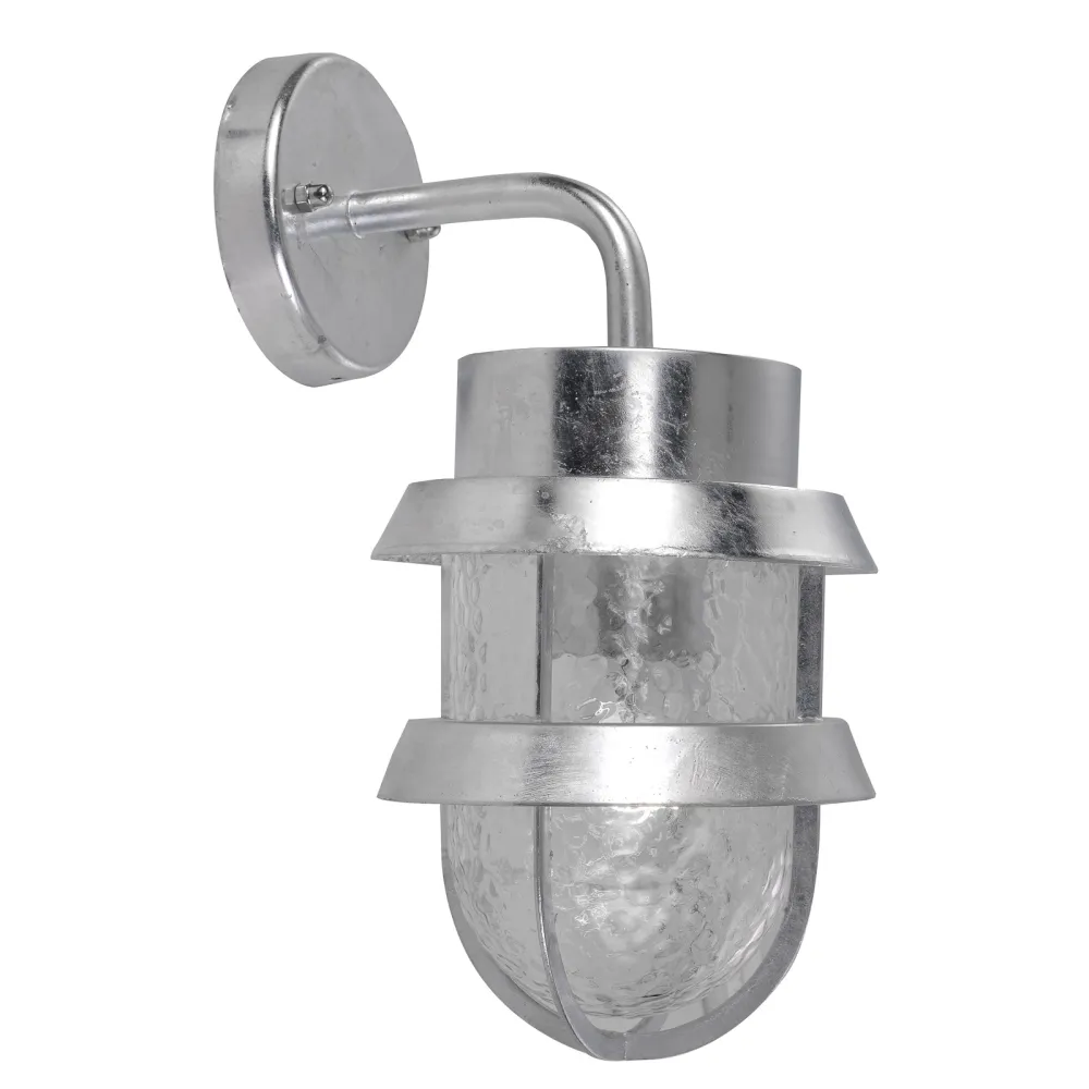 TIVOLI SREBRNY GALWANIZOWANY OPRAWA KINKIET ELEWACYJNY NT 1X E27/ 60W IP44 ALUMINIUM/ STAL/ SZKŁO