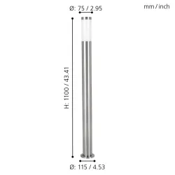 HELSINKI STAL NIERDZEWNA/ BIAŁY OPRAWA PODŁOGOWA SŁUPEK 1X E27/ 12W IP65 STAL/ TWORZYWO