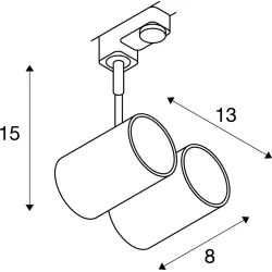 BIMA II BIAŁY OPRAWA SYSTEMOWA TRACK REFLEKTOR 3F 2X GU10/ 50W IP20 ALUMINIUM