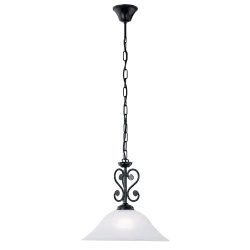 MURCIA CZARNY/ BIAŁY OPRAWA WISZĄCA 1X E27/ 60W IP20 STAL/ SZKŁO ALABASTROWE