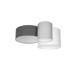 STAN SZARY/ BIAŁY OPRAWA SUFITOWA PLAFON 3X E27/ 60W IP20 METAL/ TKANINA