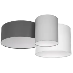 STAN SZARY/ BIAŁY OPRAWA SUFITOWA PLAFON 3X E27/ 60W IP20 METAL/ TKANINA