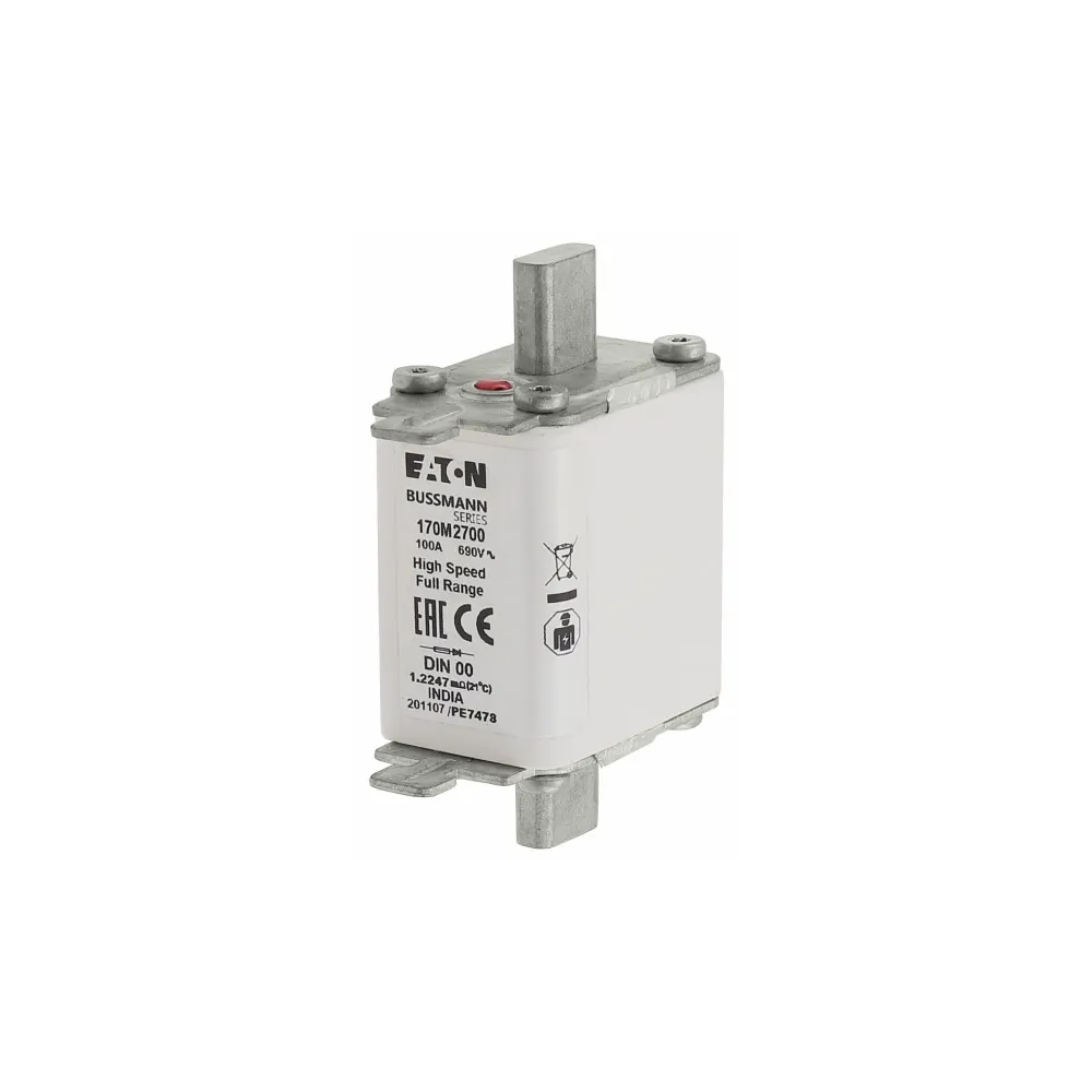 170M2700 WKŁADKA SZYBKA, 100 A, AC 690 V, DIN 00, 30 X 60 X 79 MM, GR, DIN, IEC, POJEDYNCZY WSKAŹNIK